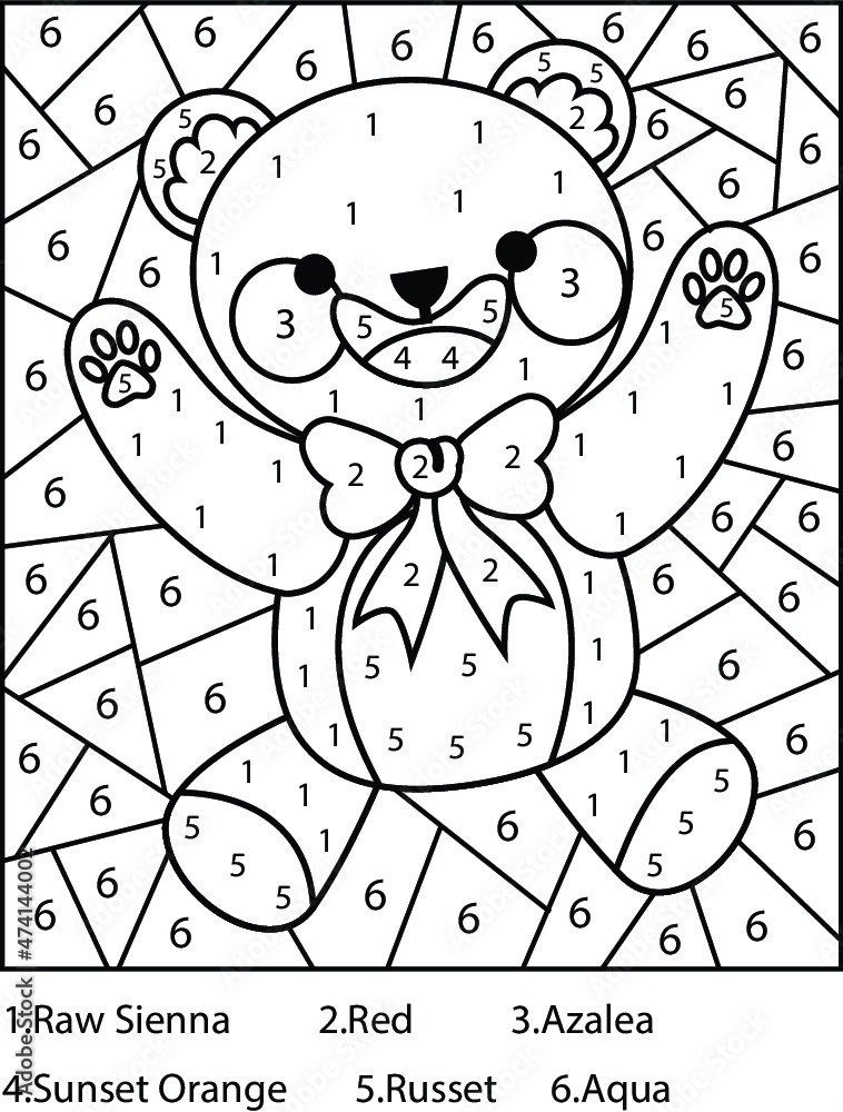 Christmas color by number colour by number for kids and teens coloring page vector