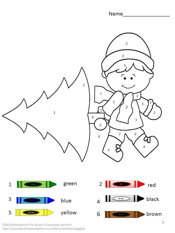 Christmas color by number coloring pages fine motor skills christmas digital download preschool daycare special education autism printables instant download