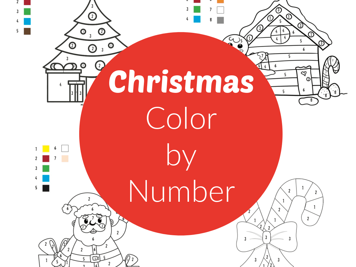 Christmas color by number pages free printables
