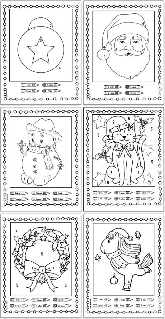 Free printable christmas color by number