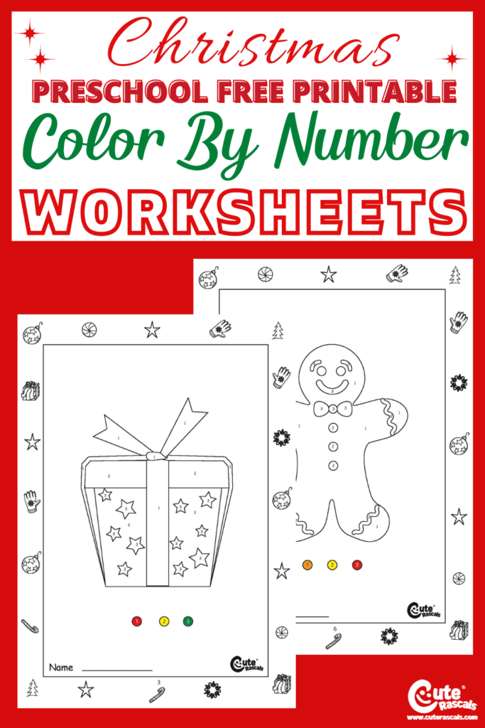 Christmas color by number worksheets