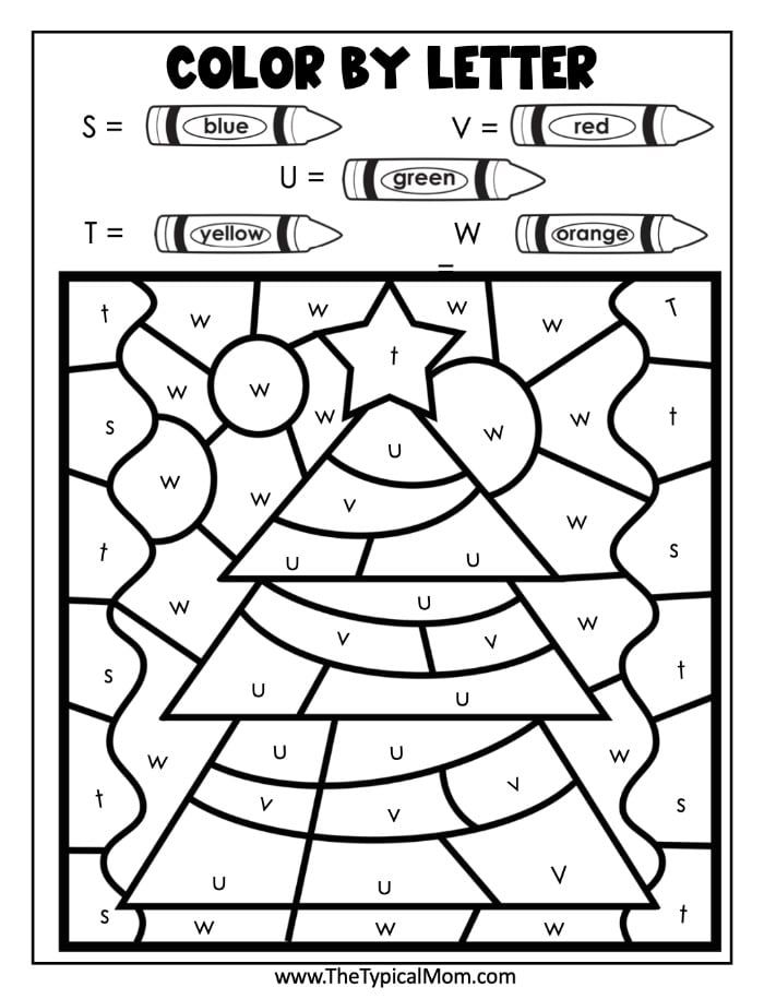 Free printable christmas color by number letter printables christmas worksheets christmas kindergarten christmas color by number
