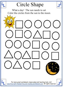 Circle shape preschool worksheets