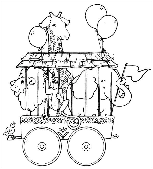 Coloring pages circus animal train coloring page