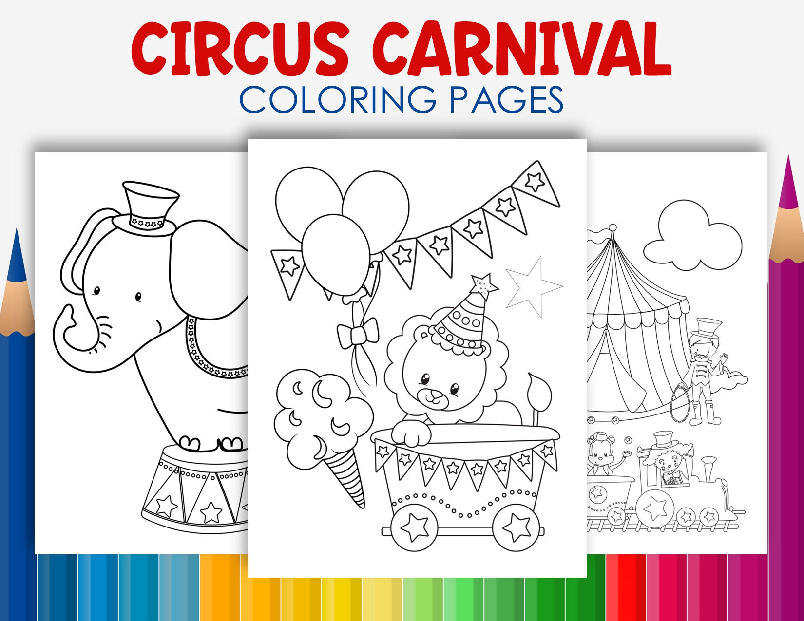 Circus carnival adventures printable coloring pages for kids