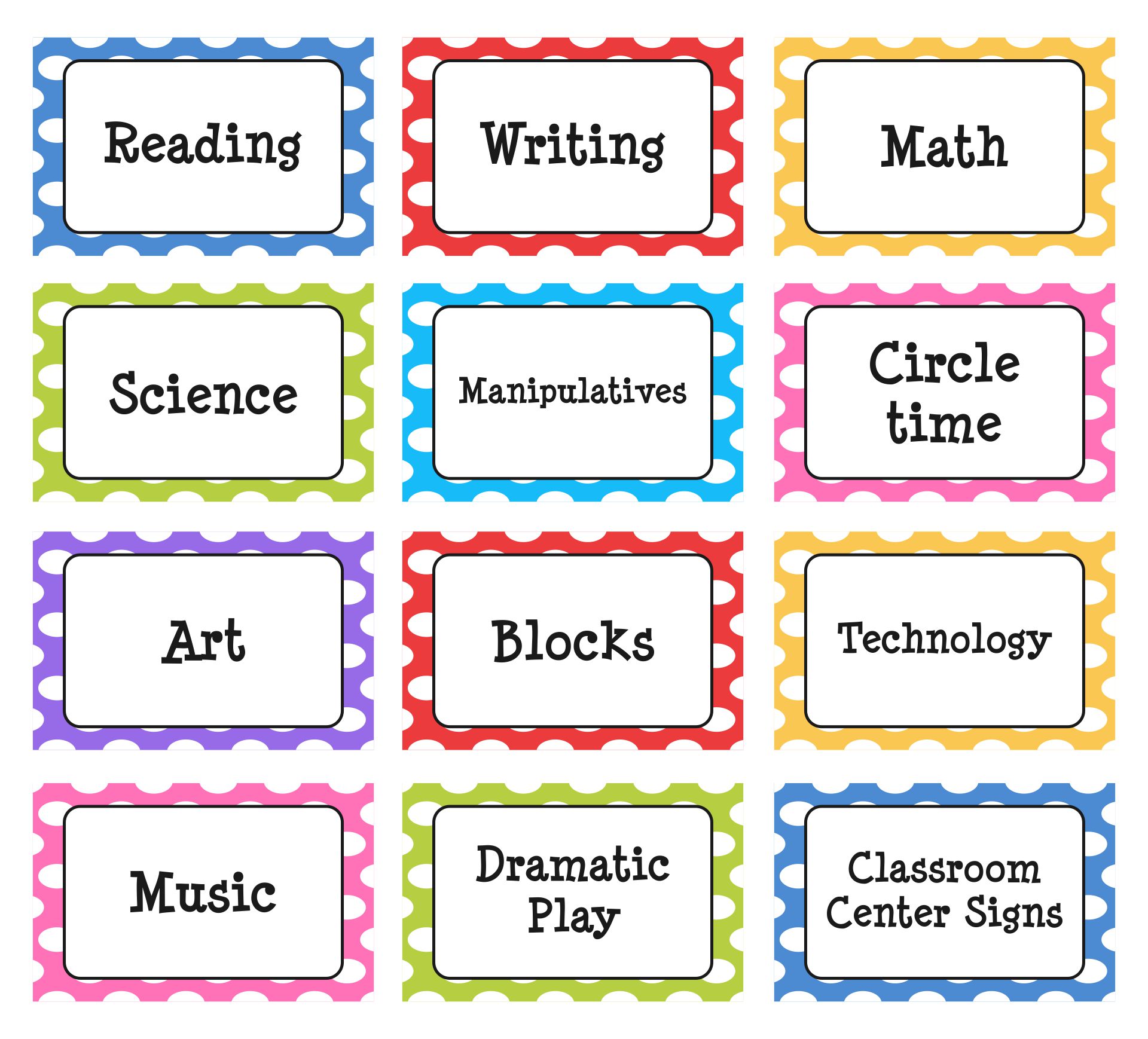 Best printable classroom center signs pdf for free at