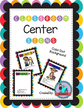 Classroom center signs for pre