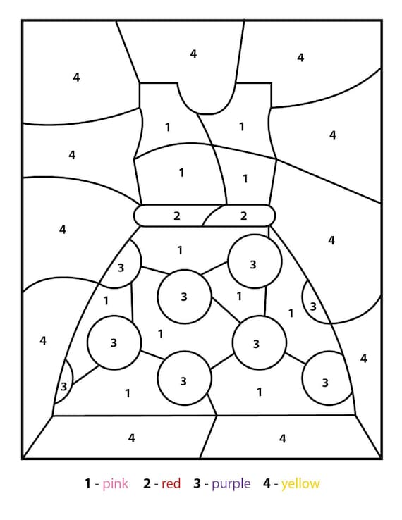 Dress color by number kids printable various theme coloring pages for preschool and kindergarten instant digital pdf download instant download