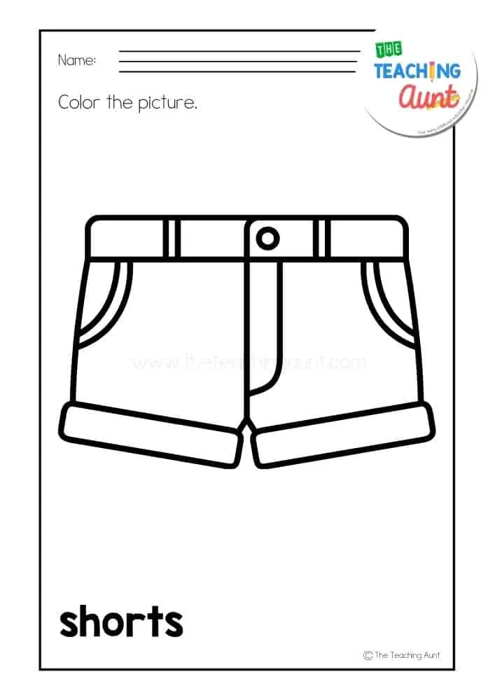 Clothing coloring pages