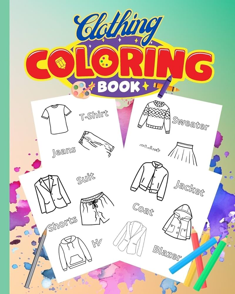 Clothing coloring book for kids fun and easy coloring pages for preschool kindergarten fashion coloring book thy nguyen hong books