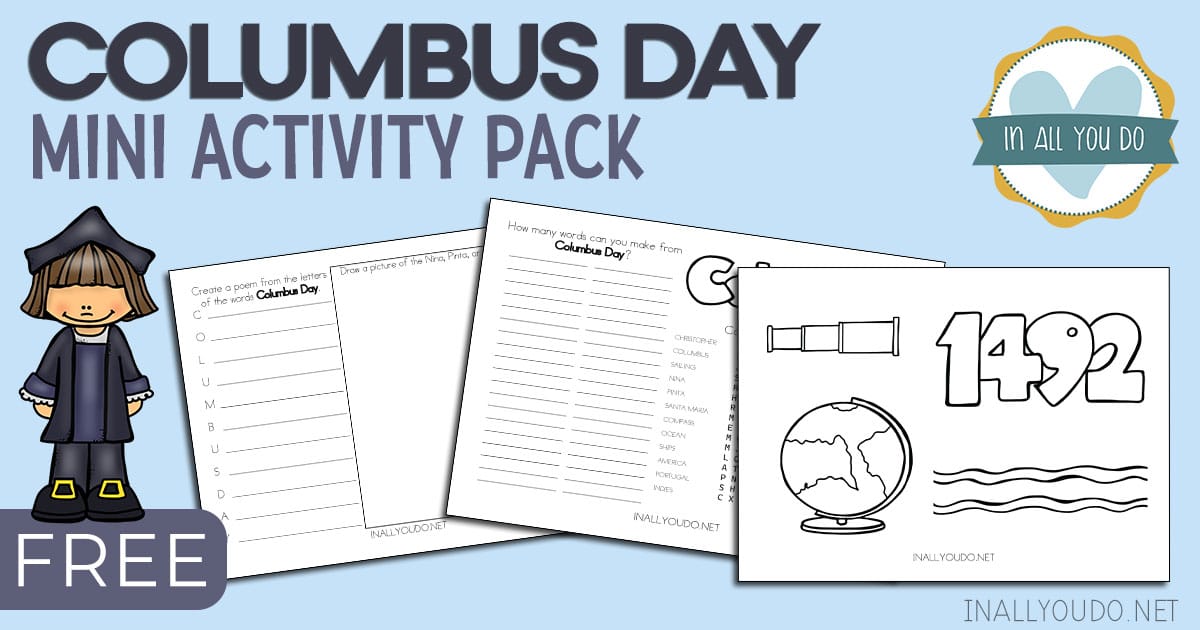 Columbus day coloring pages and printable activity pack â in all you do