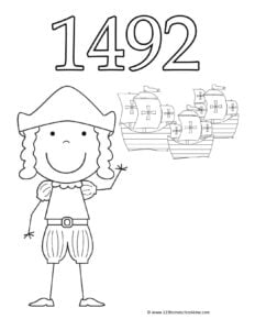 Free columbus day coloring pages writing prompt worksheets