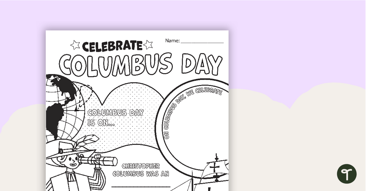 Columbus day poster template teach starter