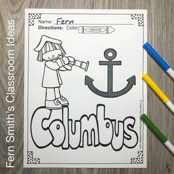 Columbus day coloring pages by fern smiths classroom ideas tpt