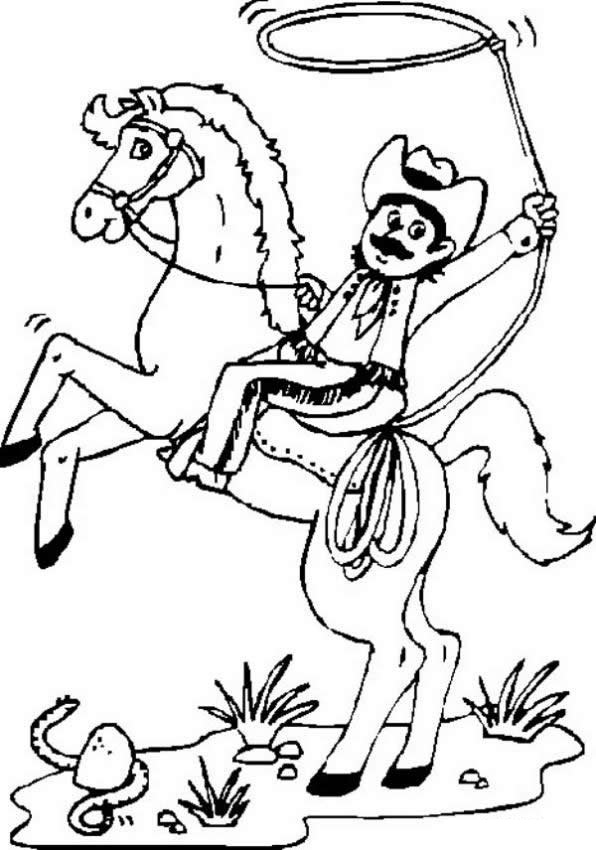 Free printable cowboy coloring pages for kids
