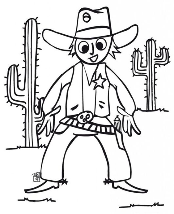 Free easy to print cowboy coloring pages
