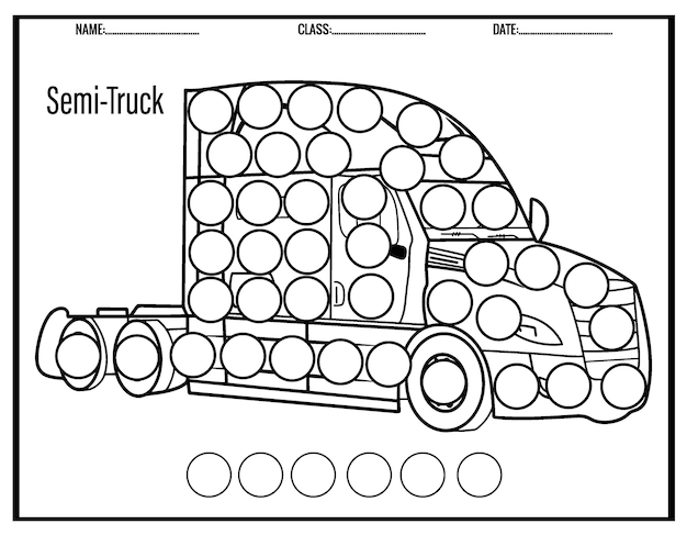 Premium vector coloring pages transportation vehicle dot markers coloring for kids