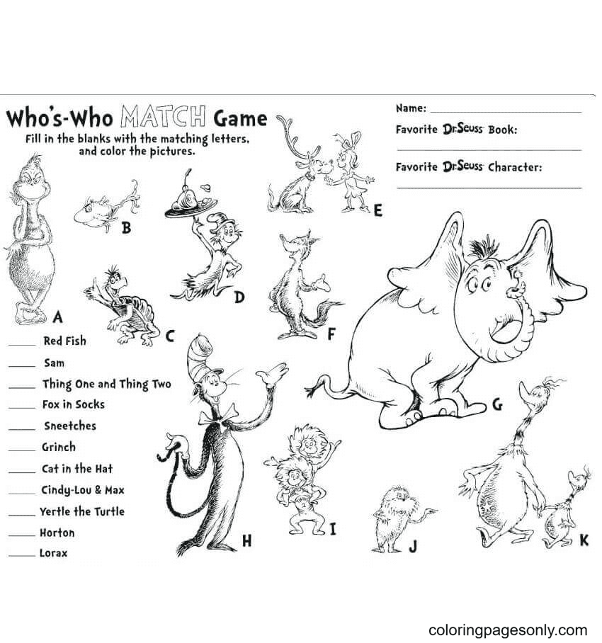 Dr seuss coloring pages printable for free download