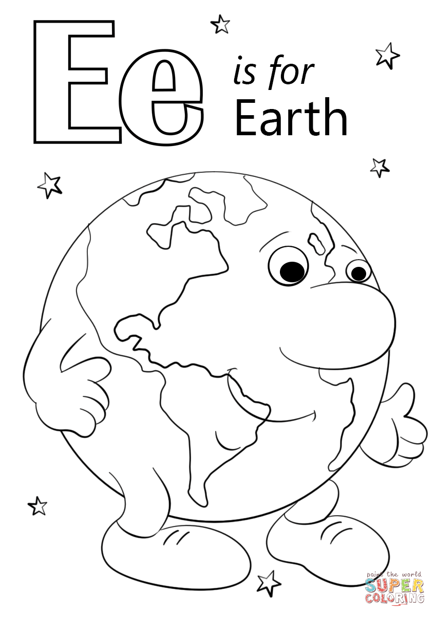 Letter e is for earth coloring page free printable coloring pages