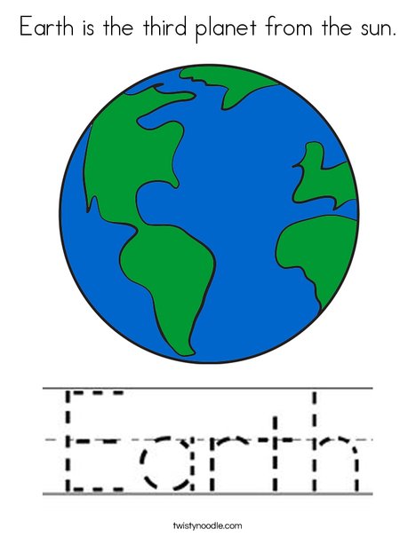 Earth is the third planet from the sun coloring page