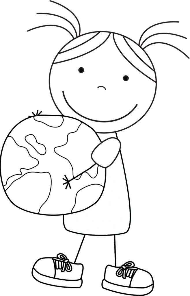 Kid color pages earth day for girls