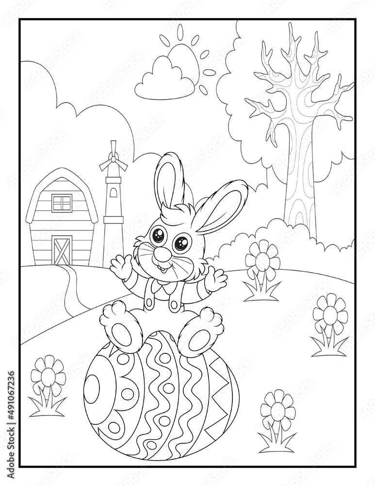 Easter coloring book pages for kids children easter coloring pages for kids bunny coloring pages for kids easter egg illustration