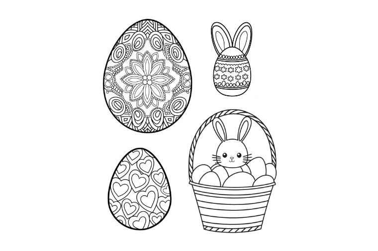 Free printable easter egg coloring pages for kids and adults to enjoy