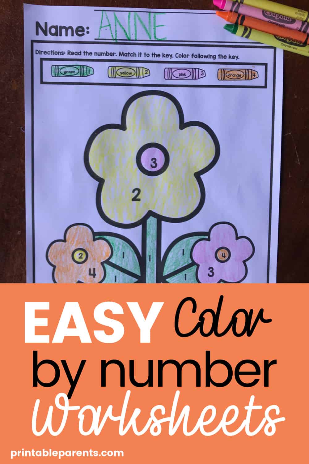 Preschool easy color by number