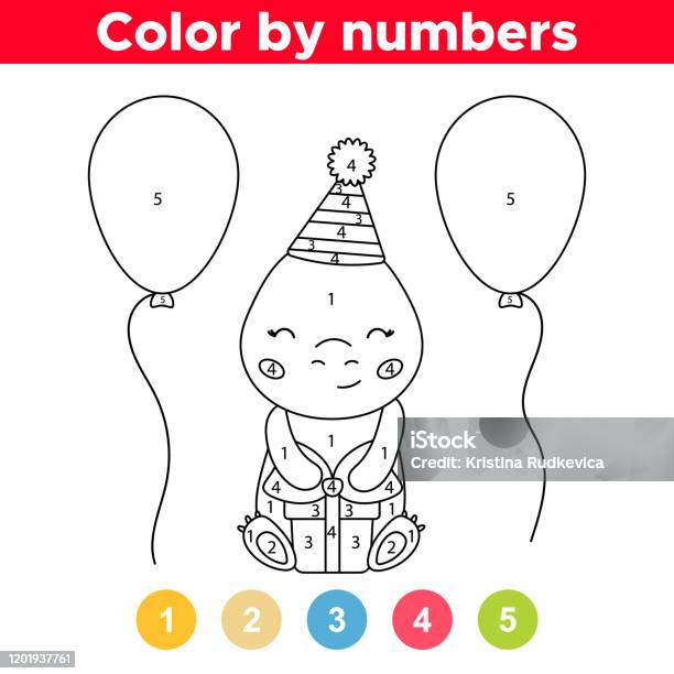 Number coloring page for preschool children stock illustration