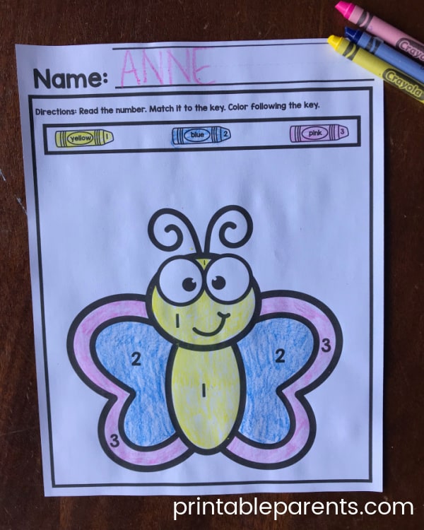Preschool easy color by number