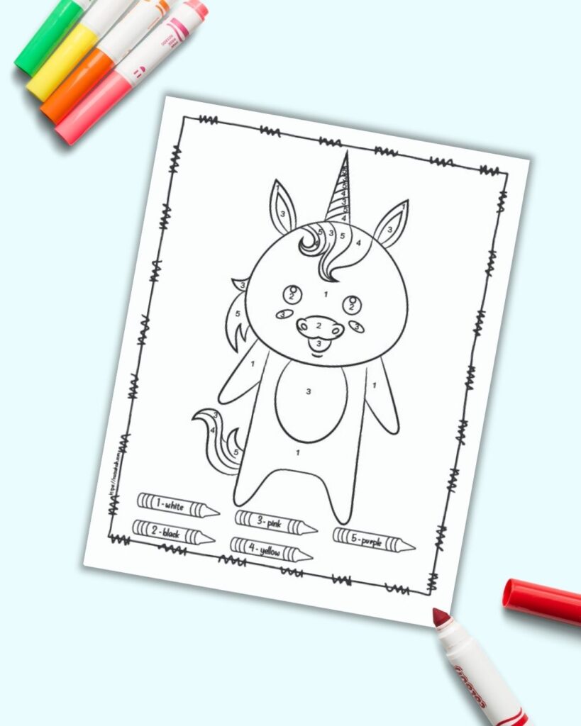 Free printable easy animal color by number pages