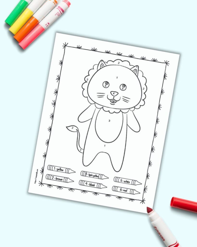 Free printable easy animal color by number pages
