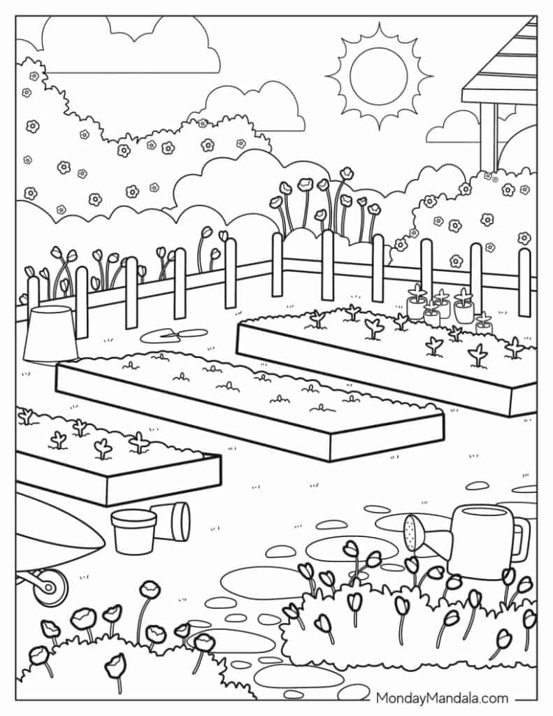 Garden coloring pages free pdf printables