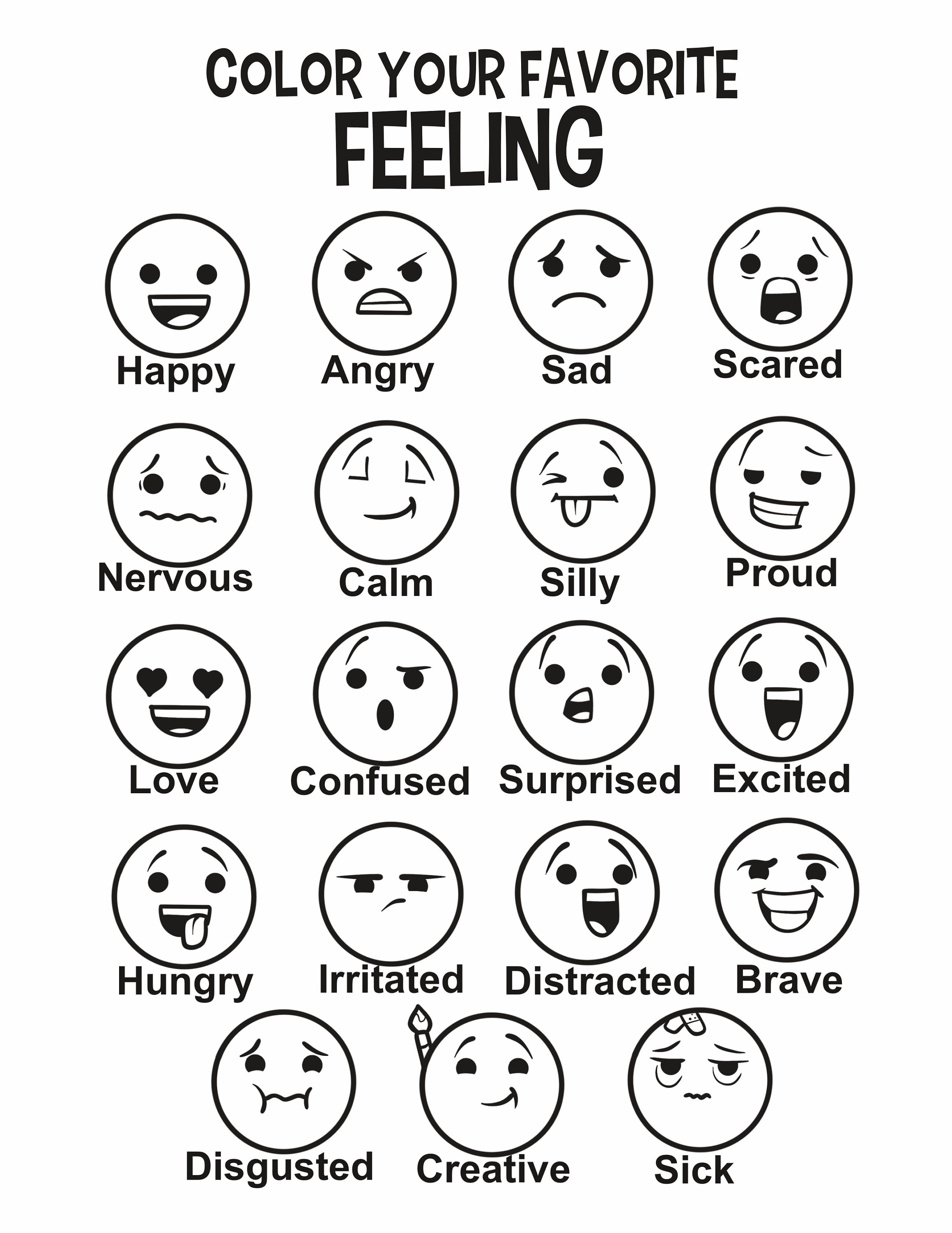 Feelings chartchildrens mental healthprintable counseling activities