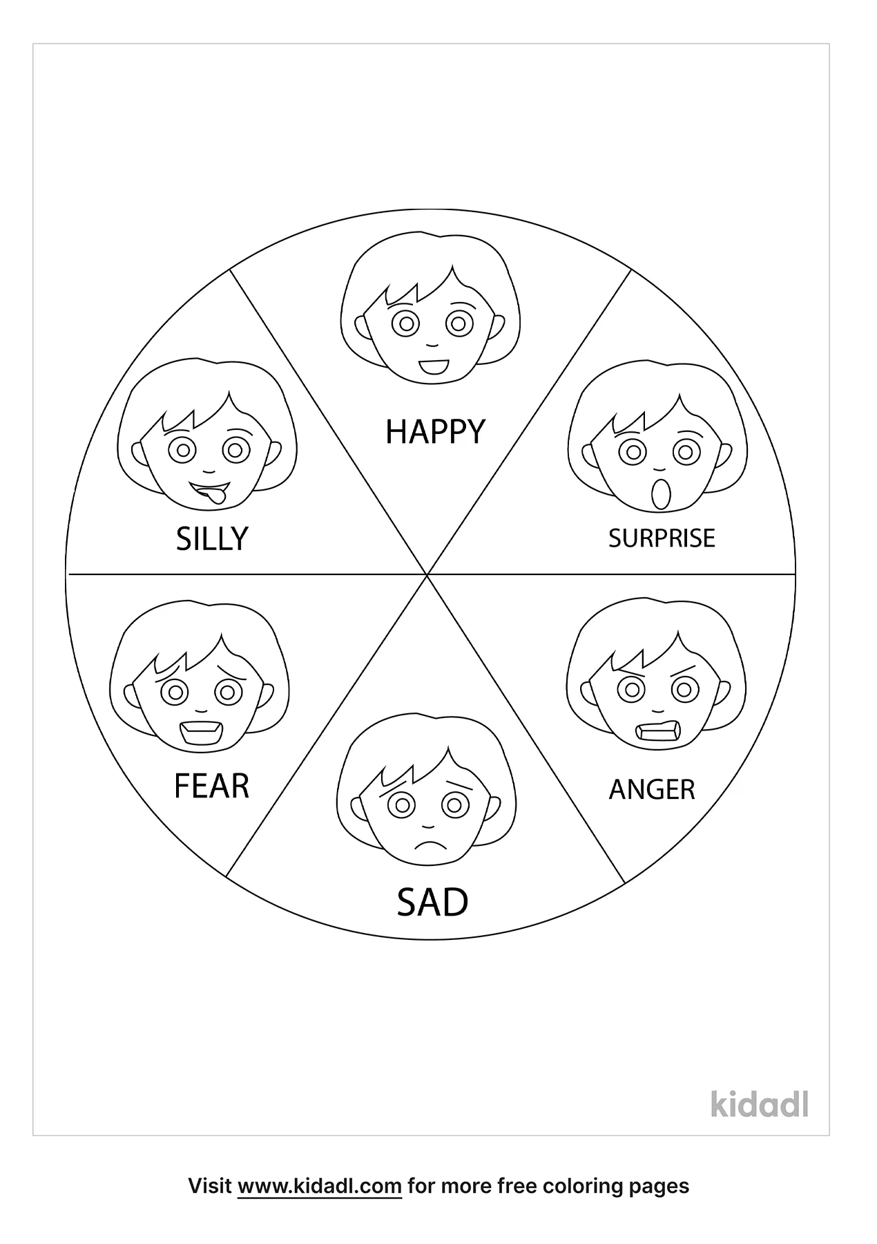 Free color wheel emotions coloring page coloring page printables