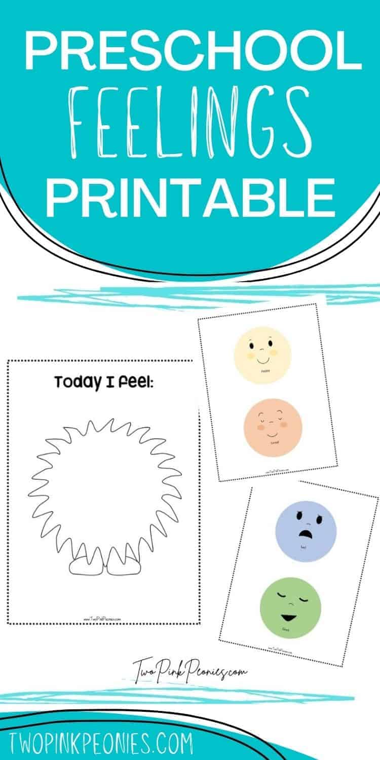 Preschool feelings printable free download two pink peonies