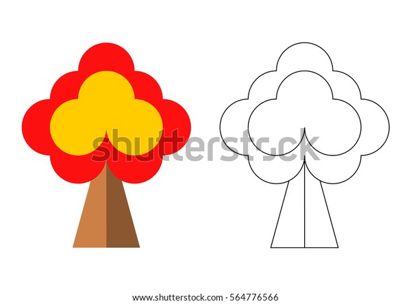 Preschool coloring page autumn tree vector stock vector royalty free