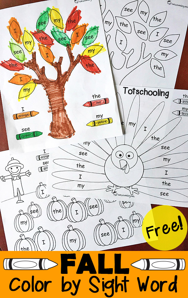 Fall color by sight word