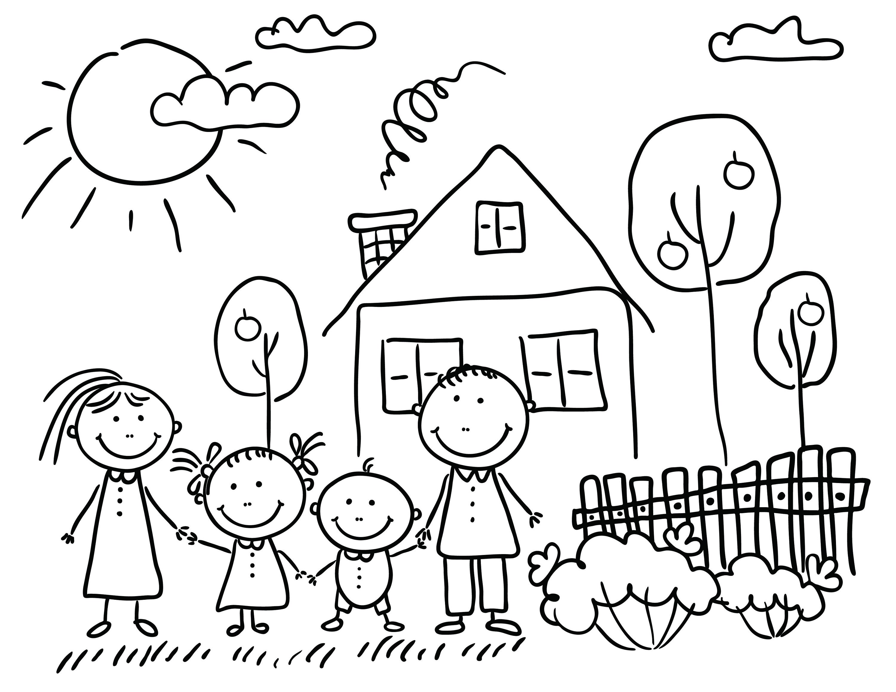 Printable happy family coloring pages for kids
