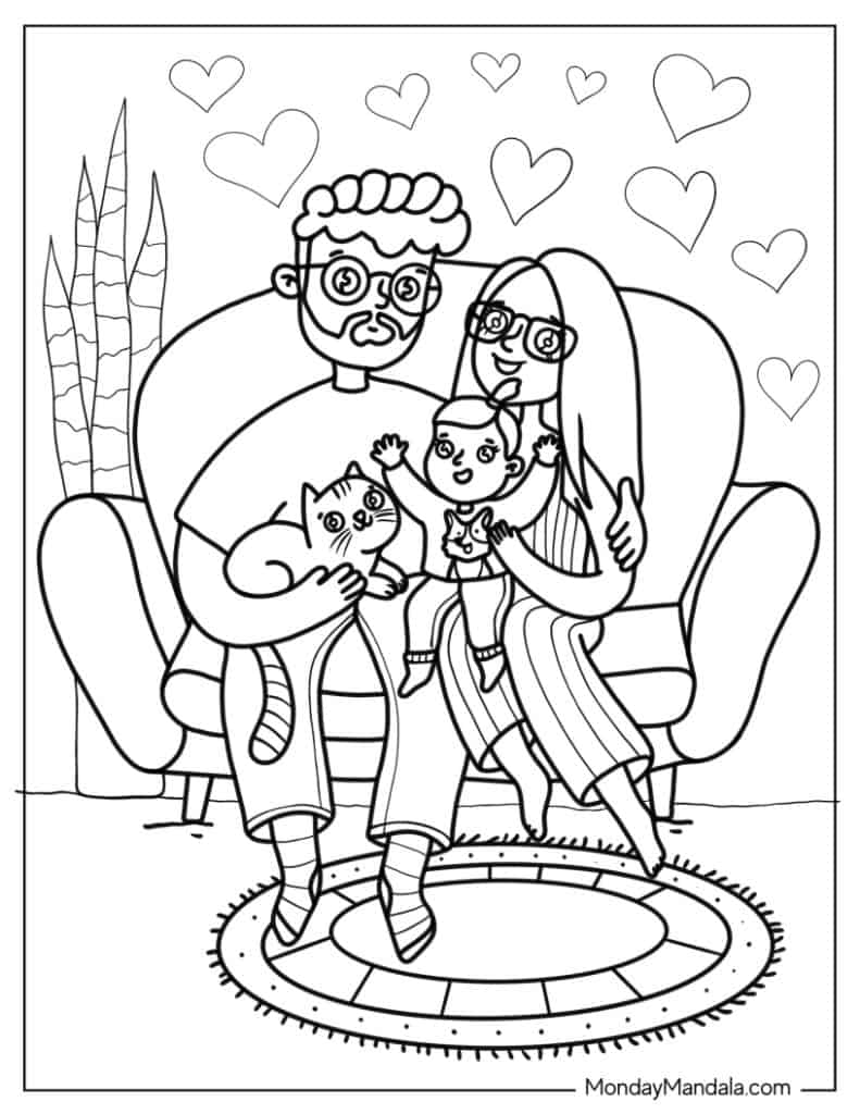 Family coloring pages free pdf printables