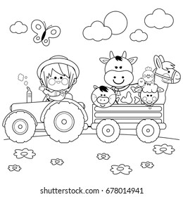 Farm coloring pages stock photos