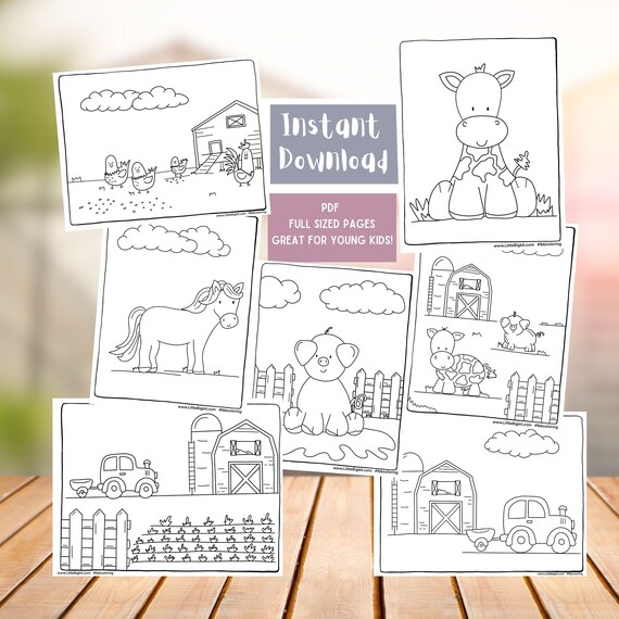 Farm coloring pages printable coloring sheets hand drawn farm themed coloring pages preschool homeschool printable pages