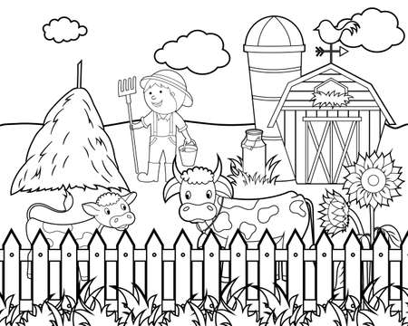 Farm coloring pages cliparts stock vector and royalty free farm coloring pages illustrations