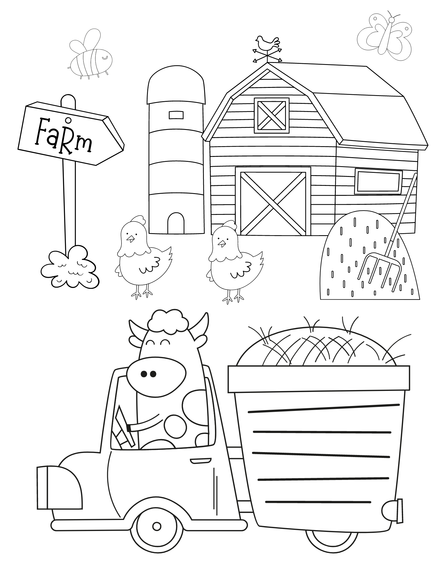 Free printable farm coloring pages and fun farming facts