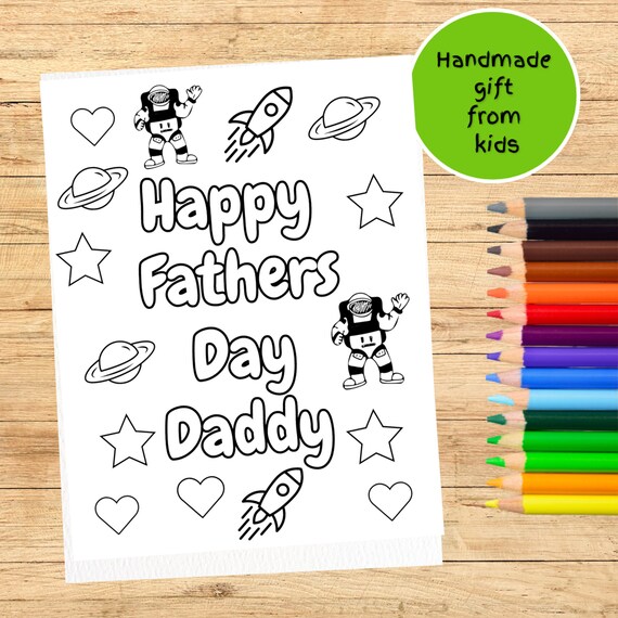 Daddy fathers day coloring page for kids gift for daddy father