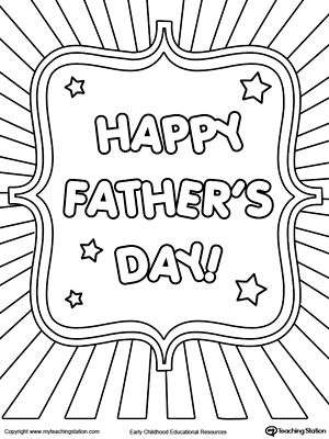Free fathers day card burst coloring page