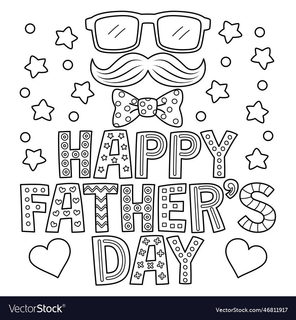 Happy fathers day coloring page for kids vector image