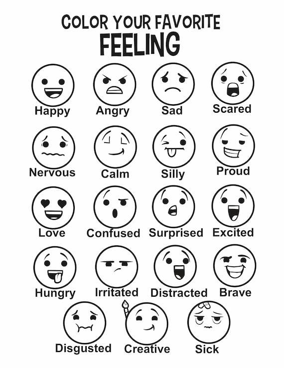 Feelings chartchildrens mental healthprintable counseling activities