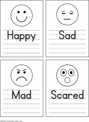 Feelings faces worksheet for preschoolers
