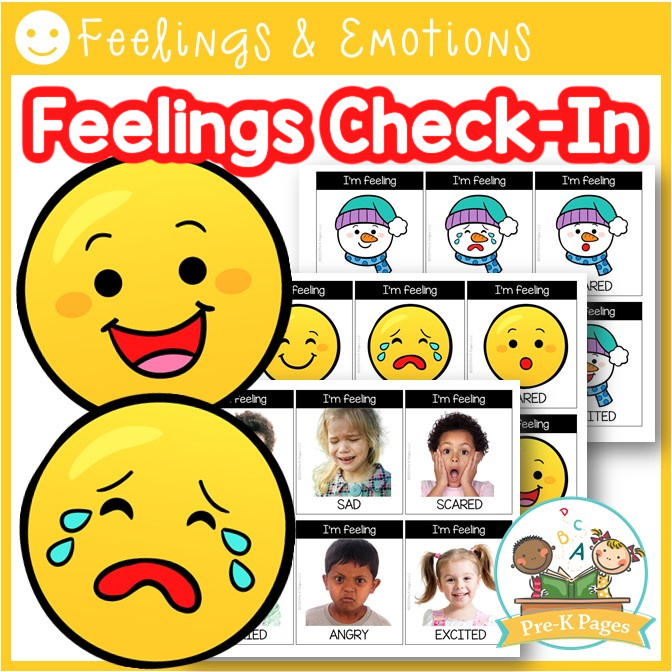 Feelings chart for kids in preschool or kindergarten